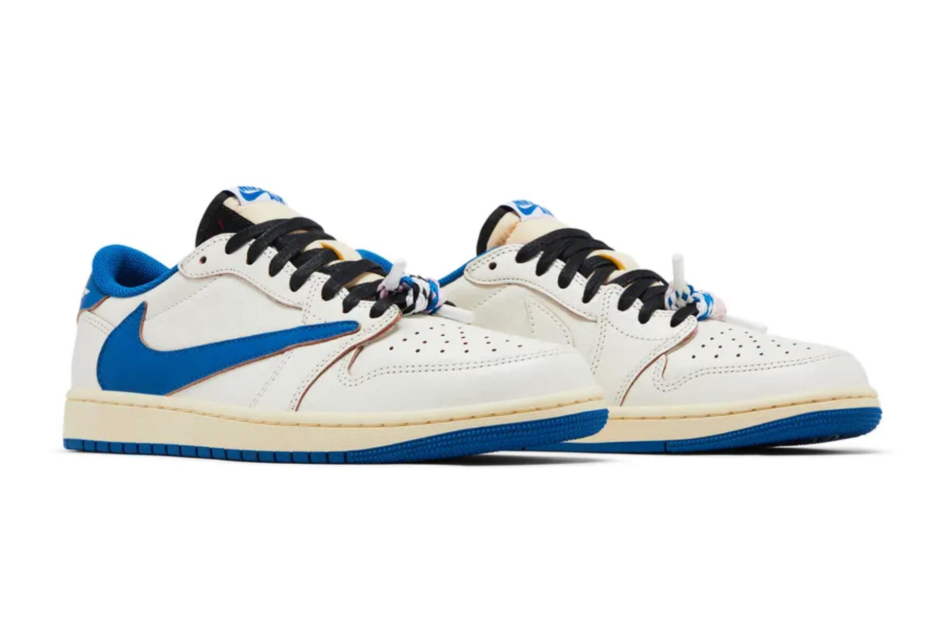 Fragment Design x Travis Scott x Air Jordan 1 Retro Low OG SP 'Sail Military Blue'